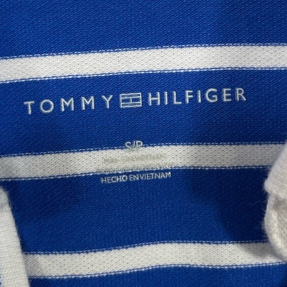 Tommy Hilfiger polo shirt open V-neck white and blue stripes women’s size S - Picture 11 of 17